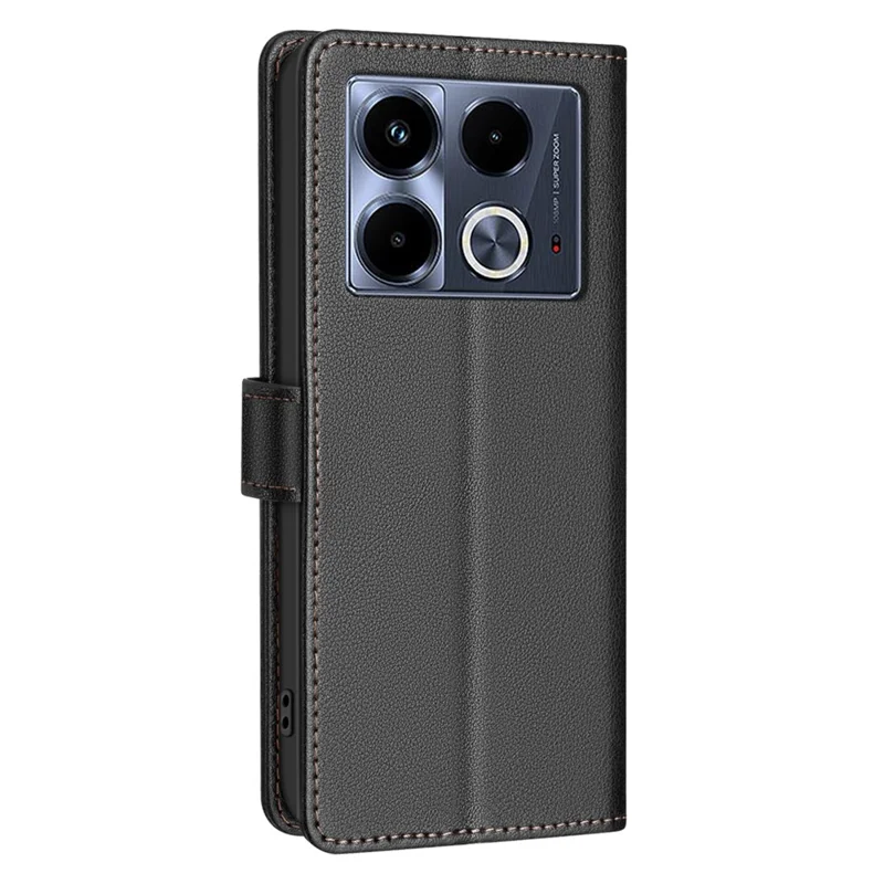 BINFEN COLOR BF32 For Infinix Note 40 Case RFID Blocking Anti-Shock PU Leather Cell Phone Cover - Black
