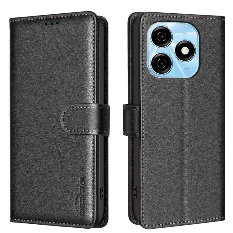 BINFEN COLOR BF32 per il caso TECNO Spark 20 RFID Blocking Shockproof Leather Cover - Nero