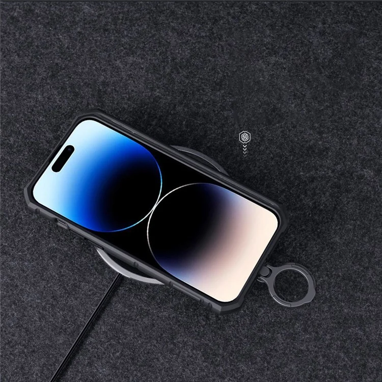 NILLKIN CamShield Armor Pro for iPhone 14 Pro Kickstand PC + TPU Phone Cover Slide Lens Protection Drop-proof Case - Blue
