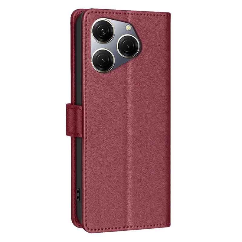 BINFEN COLOR BF32 For TECNO Spark 20 Pro Leather Case RFID Blocking Lychee Texture - Red