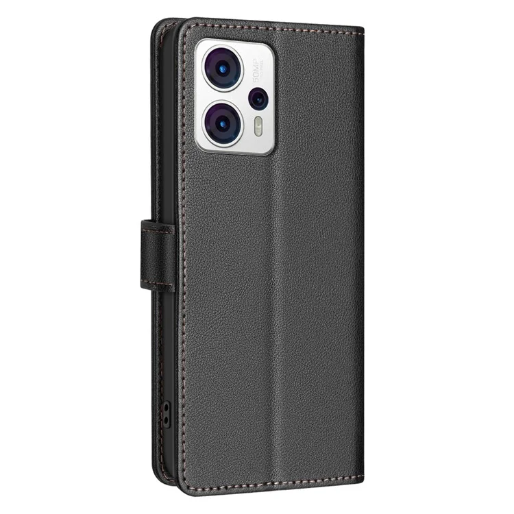 BINFEN COLOR BF32 Für Motorola Moto G13 4G / G23 4G / G53 5G Flip-Case Leder Handyhülle - Schwarz