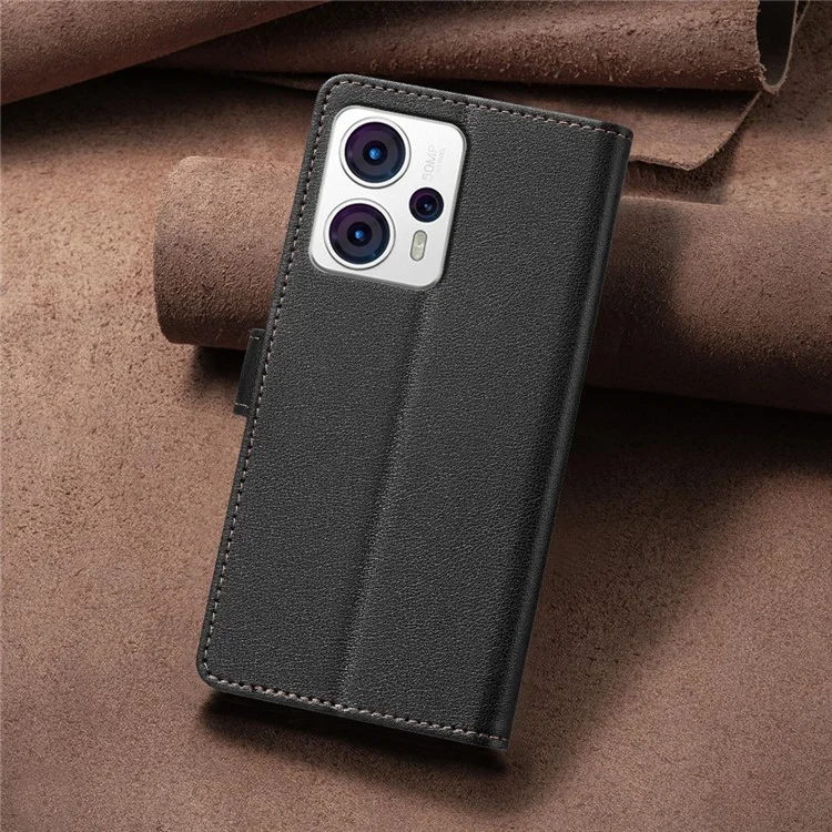 BINFEN COLOR BF32 Für Motorola Moto G13 4G / G23 4G / G53 5G Flip-Case Leder Handyhülle - Schwarz