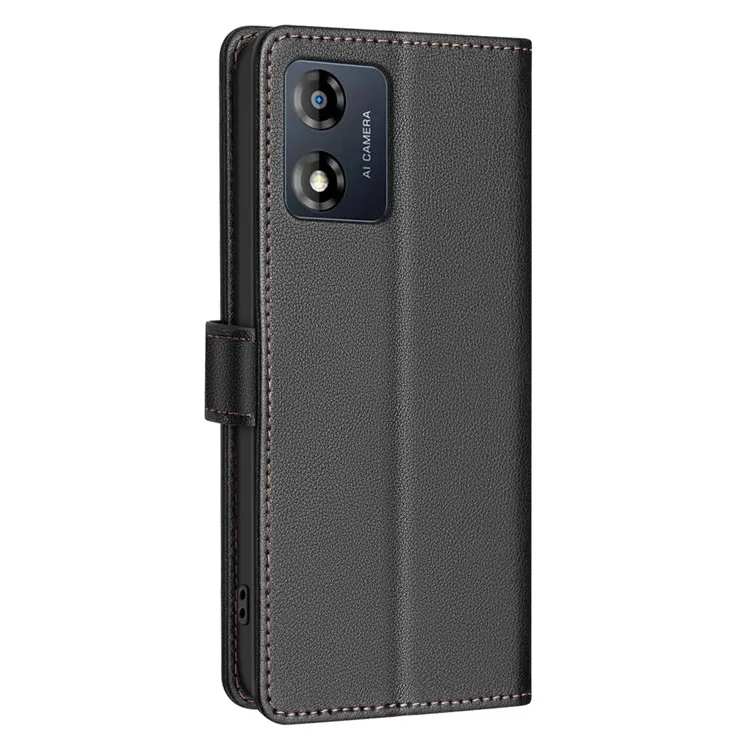 BINFEN COLOR BF32 für Motorola Moto E13 4G-Gehäuse RFID-Blockierung Stoßfeste Lederhülle - Schwarz