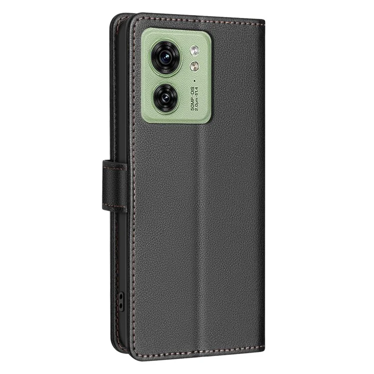 BINFEN COLOR BF32 Para Motorola Edge 40 5G Capa Flip de Textura de Lichia de Couro, Capa de Telefone - Preta