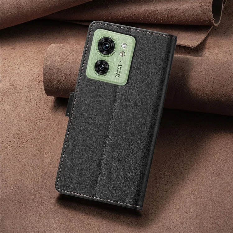 BINFEN COLOR BF32 Para Motorola Edge 40 5G Capa Flip de Textura de Lichia de Couro, Capa de Telefone - Preta