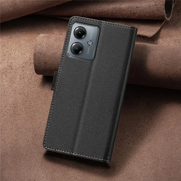 BINFEN COLOR BF32 Для Motorola Moto G14 4G / G54 5G Чехол для телефона Кожа Litchi Texture RFID Блокировка Крышка - Черный
