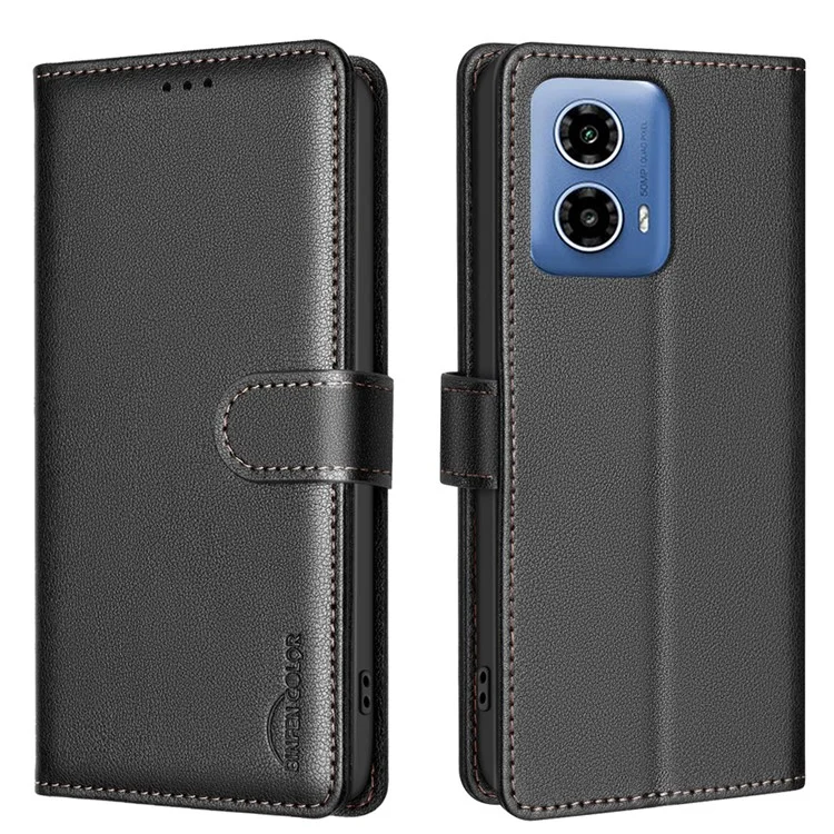 BINFEN COLOR BF32 Pour Motorola Moto G45 5G / G34 5G Housse de téléphone Texture Litchi RFID Blocking Leather Phone Cover - Noir