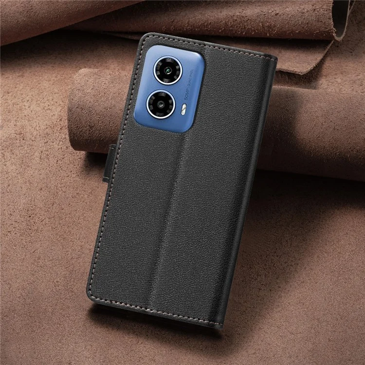 BINFEN COLOR BF32 Pour Motorola Moto G45 5G / G34 5G Housse de téléphone Texture Litchi RFID Blocking Leather Phone Cover - Noir
