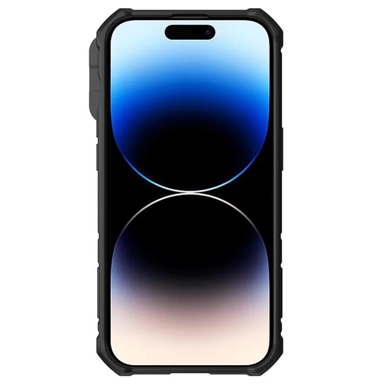 NILLKIN CamShield Armor Pro Kickstand Case for iPhone 14 Pro Max, Tire Texture Drop-proof PC + TPU Phone Cover with Slide Lens Protection - Black