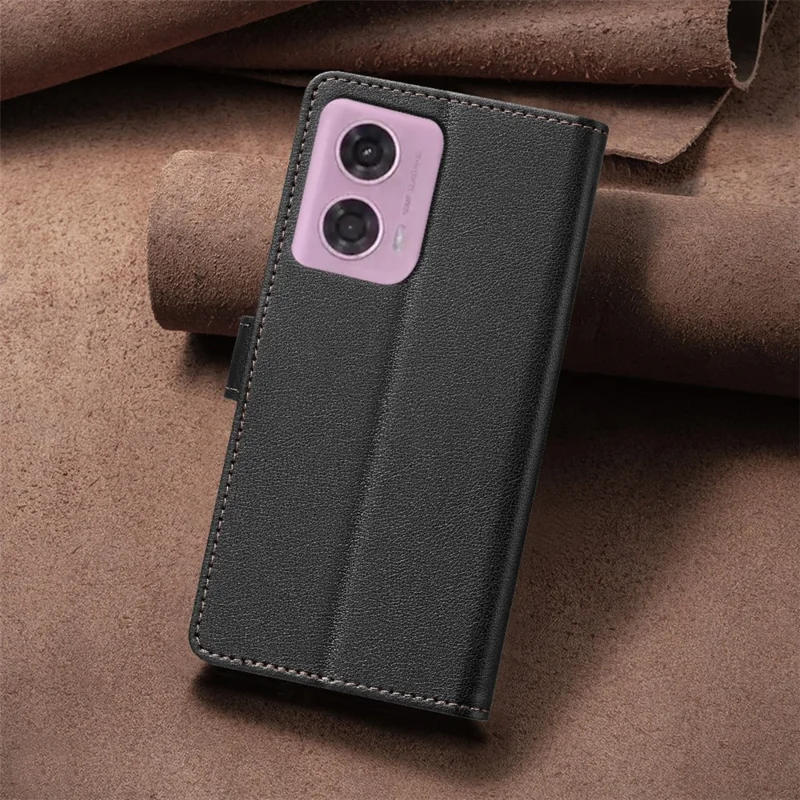 BINFEN COLOR BF32 Pour Motorola Moto G04 4G / G24 4G Étui de téléphone portable Blocage RFID Texture de peau de litchi Housse de téléphone en cuir - Noir