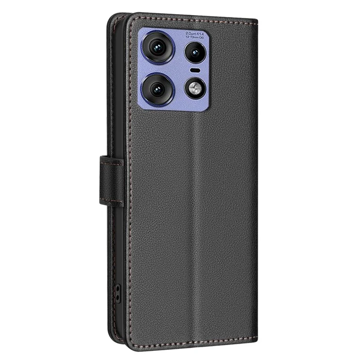BINFEN COLOR BF32 для Motorola Edge 50 Pro 5G - ударопрочный кожаный чехол-книжка с блокировкой RFID, текстура личи - черный