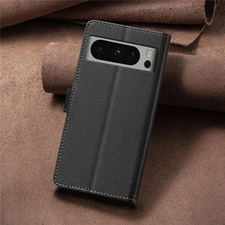 BINFEN COLOR BF32 Per Google Pixel 8 Pro RFID Blocking Phone Case Litchi Texture Leather Phone Cover - Nero