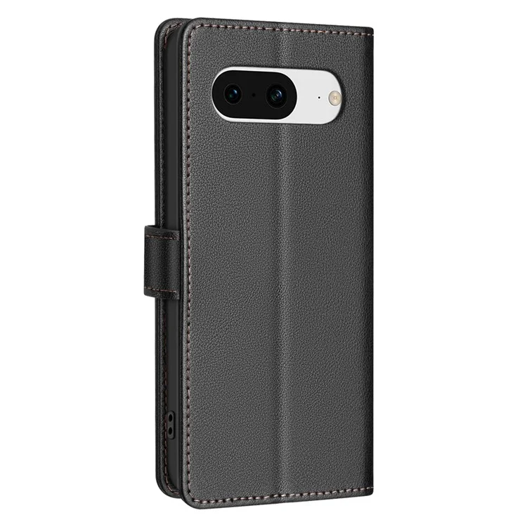 BINFEN COLOR BF32 Für Google Pixel 8 Wallet Stand Phone Case Litchi Textur RFID-Blockierung Leder Phone Cover - Schwarz
