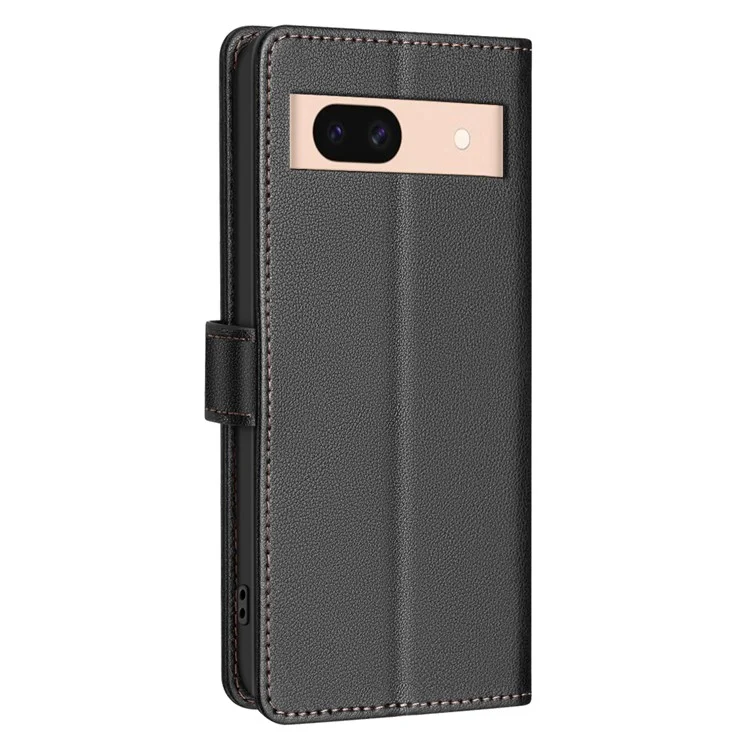 BINFEN COLOR BF32 para funda de teléfono móvil Google Pixel 8a, textura de piel de lagarto RFID que bloquea la cubierta de soporte de cuero - negro