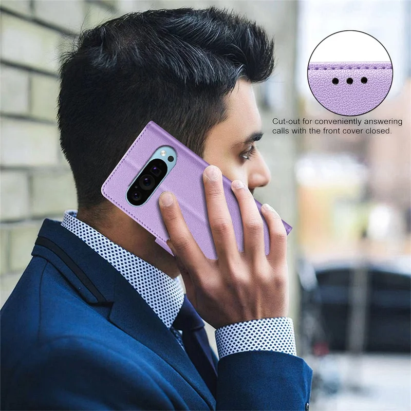 BINFEN COLOR BF32 Phone Case for Google Pixel 9 Pro / Pixel 9 RFID Blocking Leather Phone Stand Cover - Purple