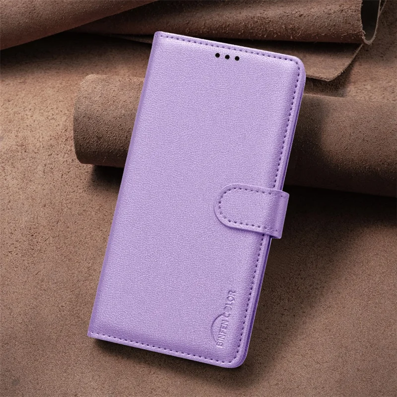 BINFEN COLOR BF32 Phone Case for Google Pixel 9 Pro / Pixel 9 RFID Blocking Leather Phone Stand Cover - Purple