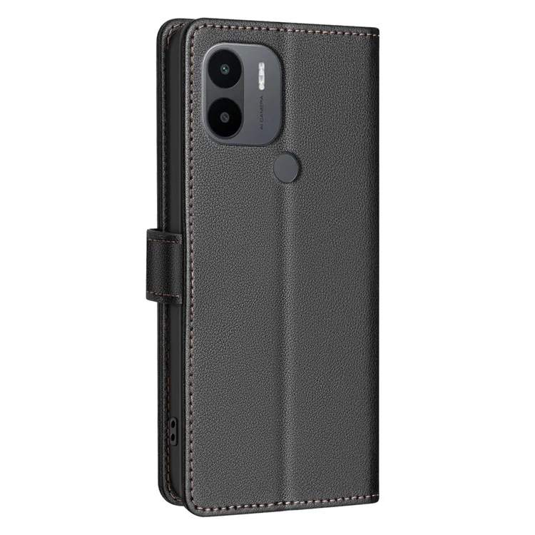 BINFEN COLOR BF32 Para Xiaomi Redmi A1 4G / A2 4G / A1+ 4G / A2+ 4G / Poco C50 4G Funda Textura Imitación Cuero RFID Bloqueo Protección Móvil - Negro