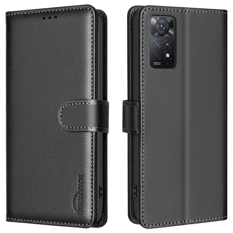 BINFEN COLOR BF32 Для Xiaomi Redmi Note 11 Pro 4G (Mediatek) / Note 11 Pro 5G (Qualcomm) / Note 12 Pro 4G Кожаный чехол для телефона - Черный