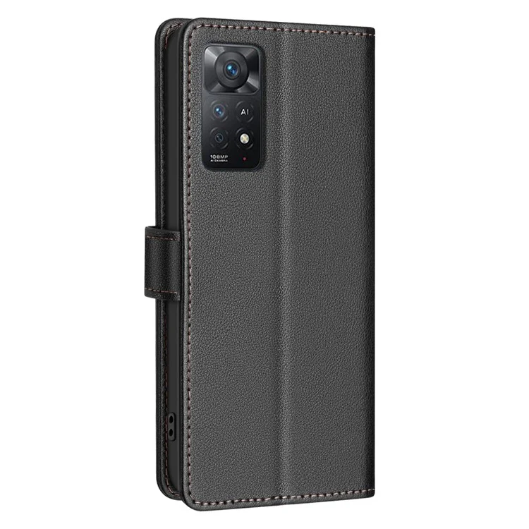 BINFEN COLOR BF32 Для Xiaomi Redmi Note 11 Pro 4G (Mediatek) / Note 11 Pro 5G (Qualcomm) / Note 12 Pro 4G Кожаный чехол для телефона - Черный