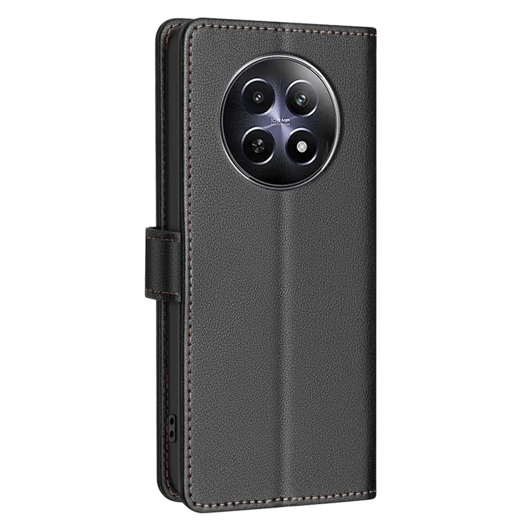 BINFEN COLOR BF32 Para Realme 12 5G Funda de teléfono a prueba de arañazos RFID Blocking Litchi Texture Leather Cover - Negro