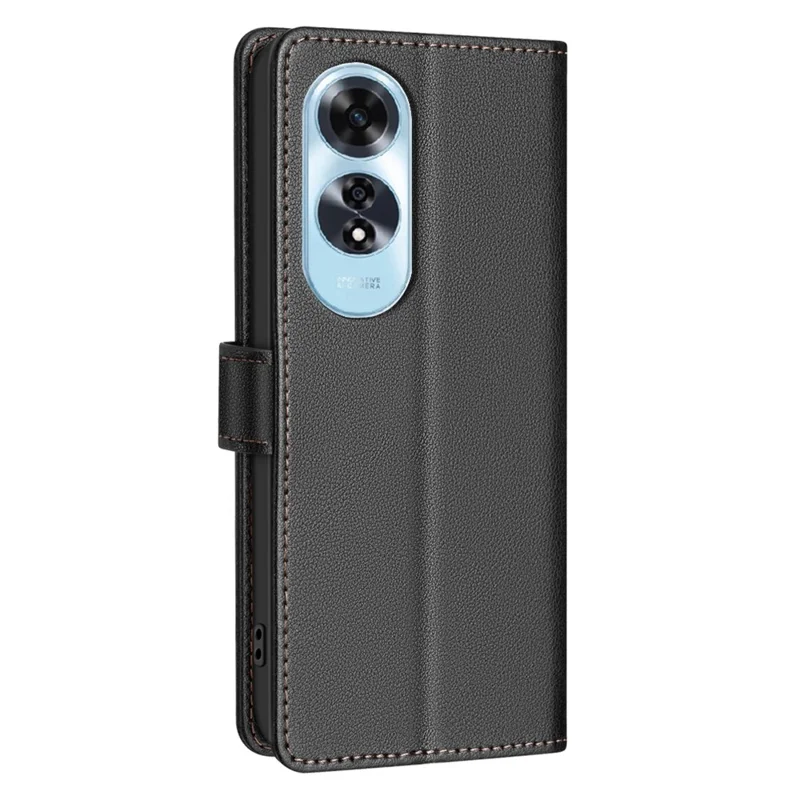 BINFEN COLOR BF32 For Oppo A60 4G Phone Case Litchi Texture RFID Blocking Leather Phone Cover - Black