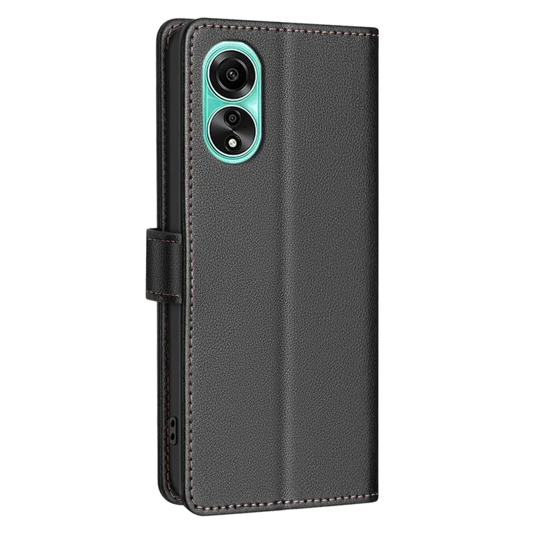 BINFEN COLOR BF32 Capa de Telefone em Couro PU para Oppo A78 4G, Textura Litchi RFID Blocking, Capa de Couro - Preto
