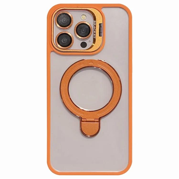 Étui compatible iPhone 15 Pro avec support double face, couverture de téléphone PC+TPU - Orange