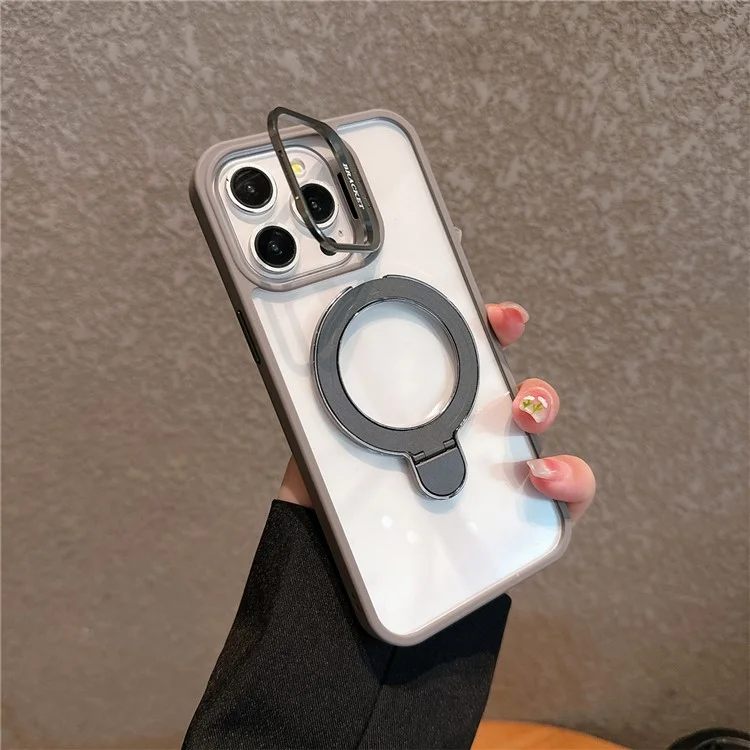 Étui compatible iPhone 15 Pro avec support double face, couverture de téléphone PC+TPU - Orange
