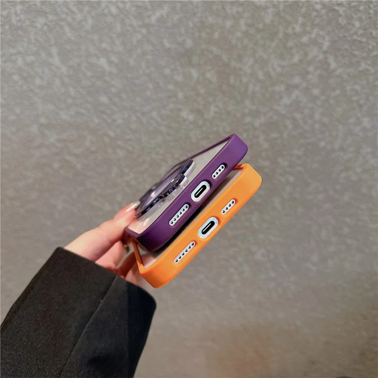 Étui compatible iPhone 15 Pro avec support double face, couverture de téléphone PC+TPU - Orange