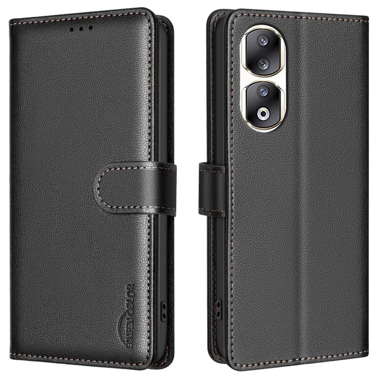 BINFEN COLOR BF32 For Honor 90 Pro Чехол RFID Blocking Чехол PU Leather Shell - Черный