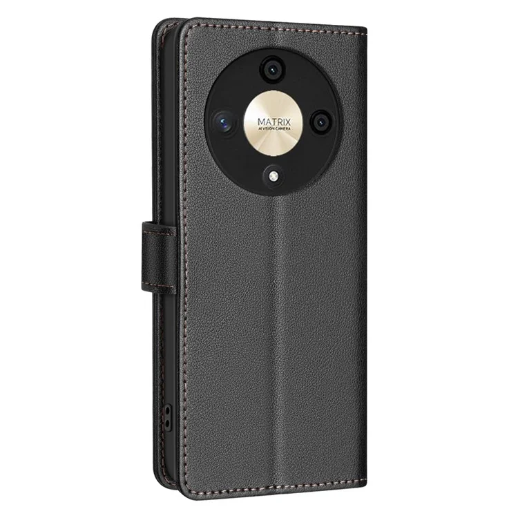 BINFEN COLOR BF32 Per Honor X9b 5G / Magic6 Lite 5G Custodia in Pelle Cover per Telefono Texture Litchi - Nero