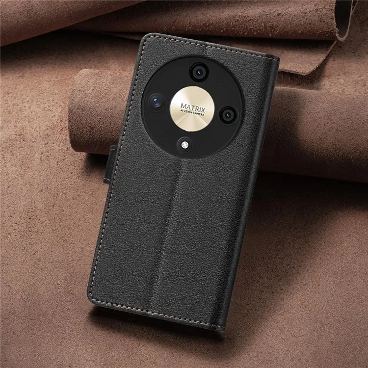 BINFEN COLOR BF32 Per Honor X9b 5G / Magic6 Lite 5G Custodia in Pelle Cover per Telefono Texture Litchi - Nero