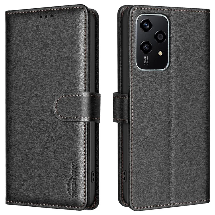 BINFEN COLOR BF32 For Honor 200 Lite Case Wallet Folding Stand Leather Phone Cover - Черный