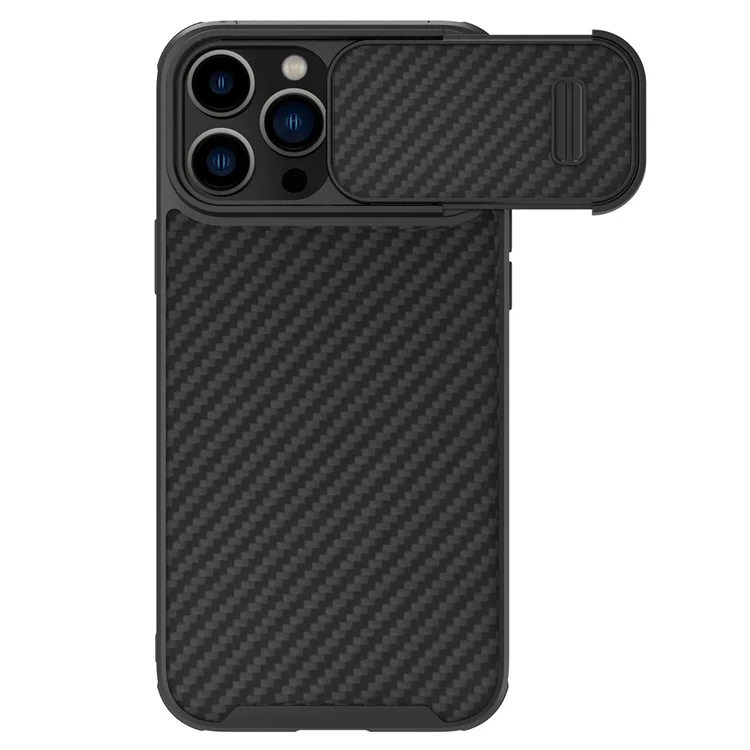 Nillkin Pour L'iphone 14 Pro Iproof en Fibre de Carbone PC + TPU Case de Protection de la Caméra de la Glissière de la Glissière Téléphone