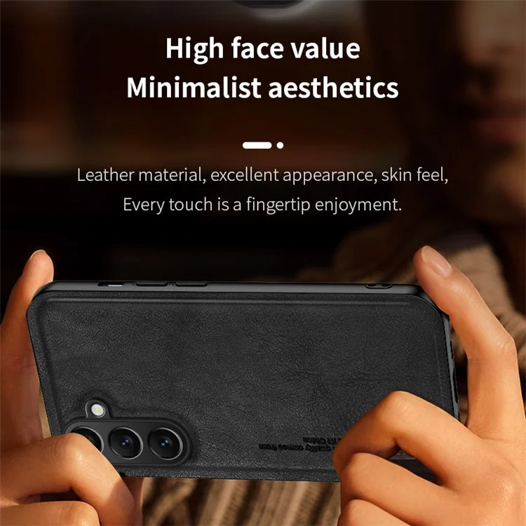 Per Samsung Galaxy F15 5G Custodia Telefonica Opaca TPU+PU Custodia Telefonica Compatibile con Supporto Magnetico per Auto - Nero