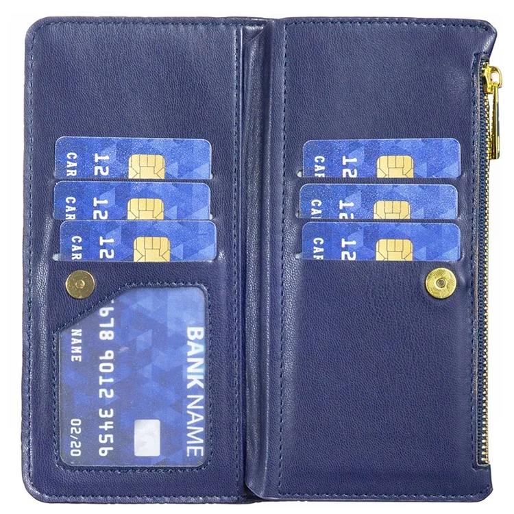 BINFEN COLOR BF Style-15 Чехол для iPhone 16, застёжка-молния, кожаный, ударопрочный - синий