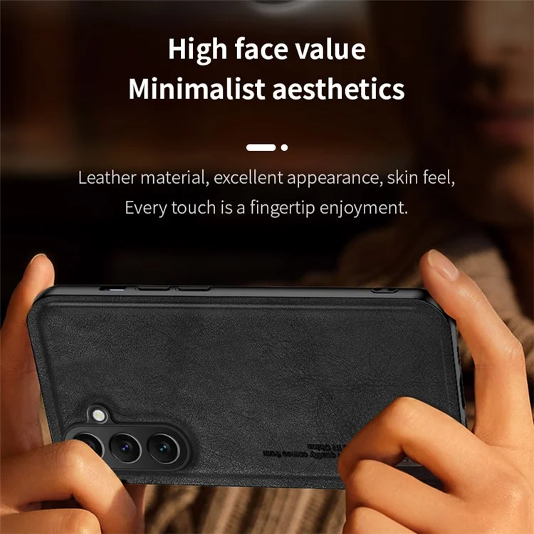 Für Samsung Galaxy M34 5G / F34 5G Hülle Matte Textur TPU+Leder Handyhülle Rutschfest Stoßfest - Schwarz