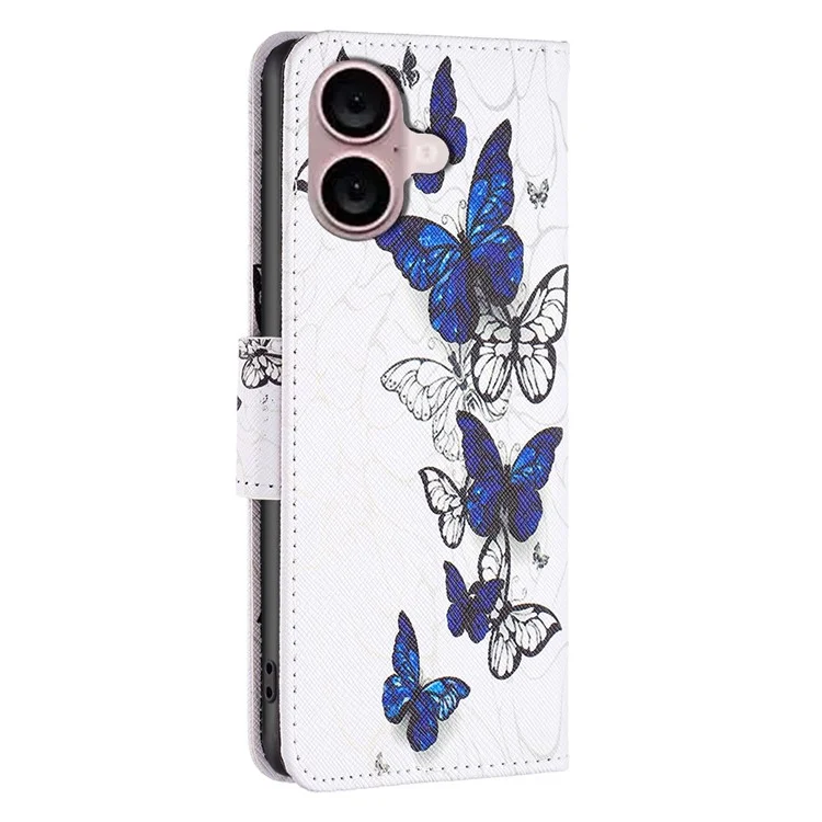 Per iPhone 16 Plus Case Pattern Print Wallet Leather Stand Flip Phone Cover - Farfalle