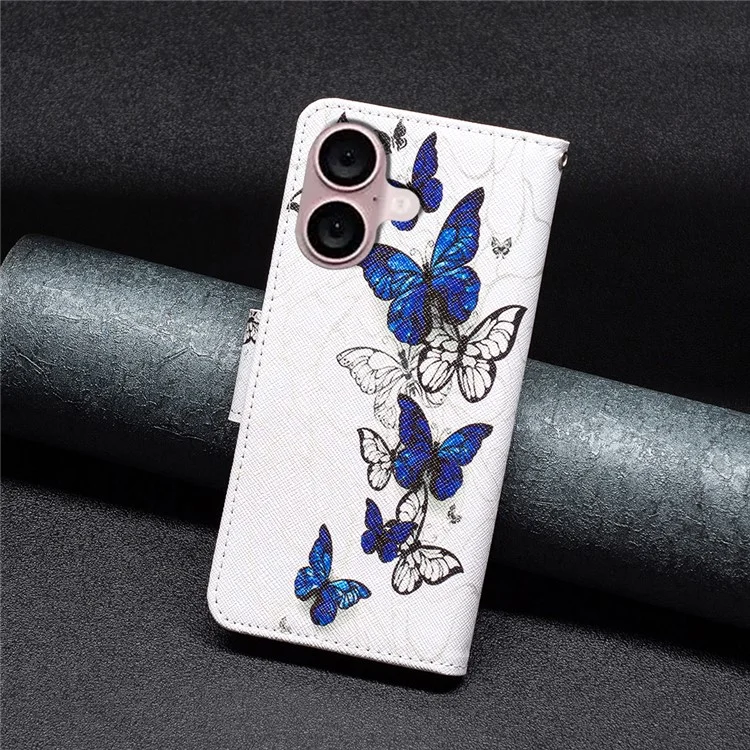 Per iPhone 16 Plus Case Pattern Print Wallet Leather Stand Flip Phone Cover - Farfalle