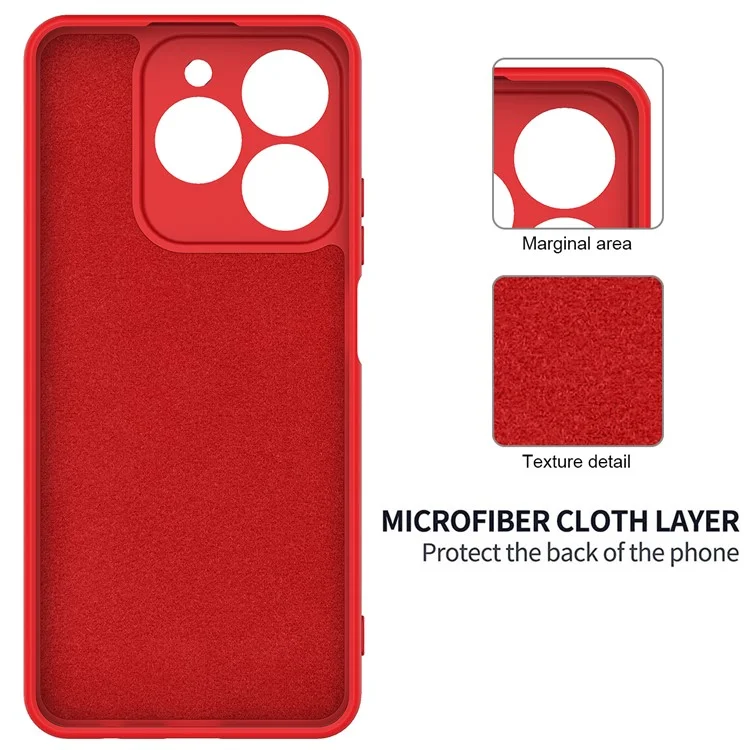 Pour Realme C63 4G / Narzo N63 4G Slim Case Liquid Silicone Phone Cover avec Sangle de Poignet - Rouge