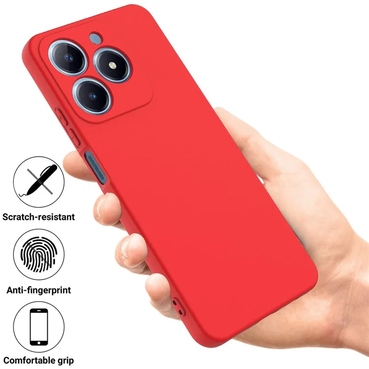Pour Realme C63 4G / Narzo N63 4G Slim Case Liquid Silicone Phone Cover avec Sangle de Poignet - Rouge