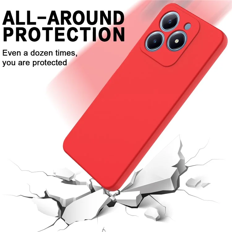 Pour Realme C63 4G / Narzo N63 4G Slim Case Liquid Silicone Phone Cover avec Sangle de Poignet - Rouge