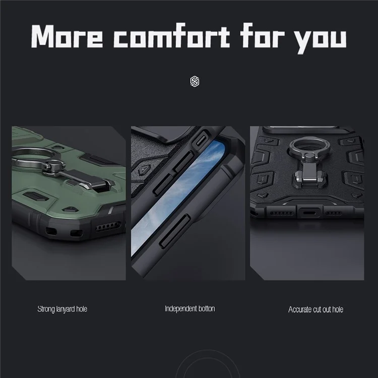 NILLKIN for iPhone 14 Plus CamShield Armor Pro Magnetic Phone Case Shockproof Back Cover Kickstand with Sliding Camera Cover - Black