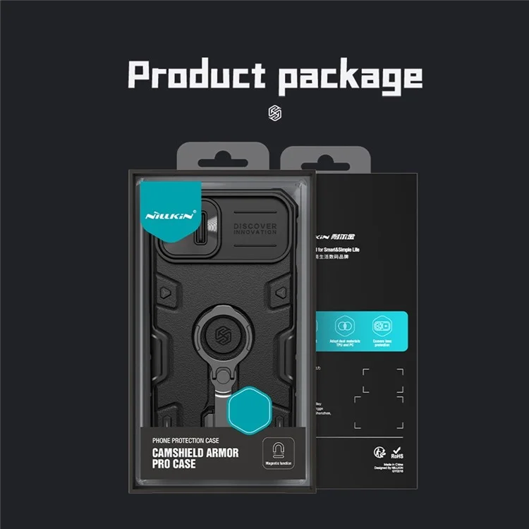NILLKIN for iPhone 14 Plus CamShield Armor Pro Magnetic Phone Case Shockproof Back Cover Kickstand with Sliding Camera Cover - Black