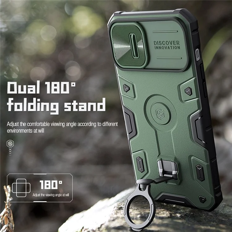 NILLKIN for iPhone 14 Plus CamShield Armor Pro Magnetic Phone Case Shockproof Back Cover Kickstand with Sliding Camera Cover - Black