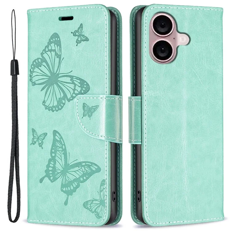 For iPhone 16 Plus Anti-Scratch Phone Stand Case Wallet Leather Phone Cover - Green