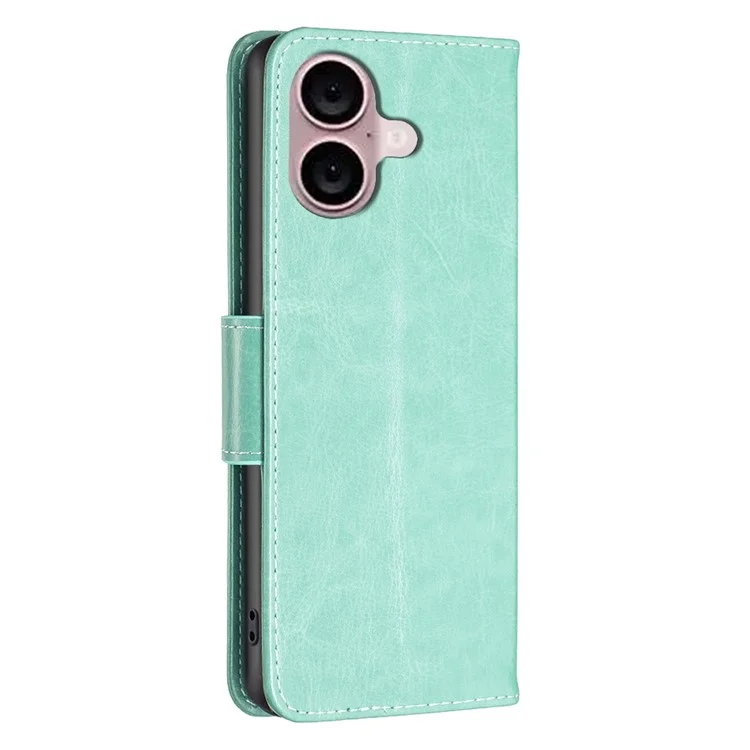 For iPhone 16 Plus Anti-Scratch Phone Stand Case Wallet Leather Phone Cover - Green