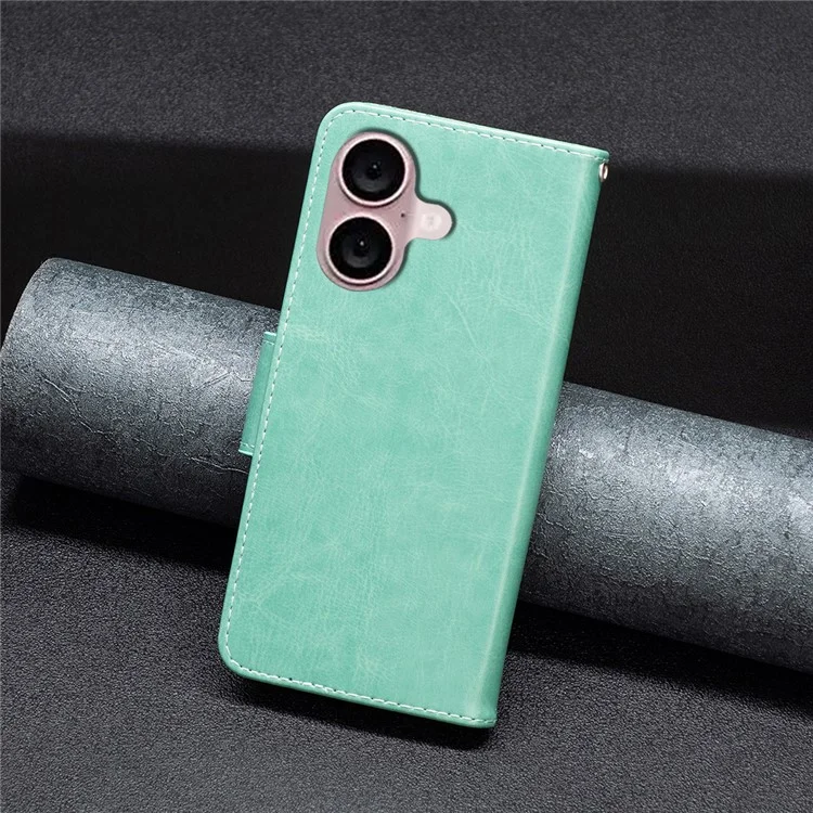 For iPhone 16 Plus Anti-Scratch Phone Stand Case Wallet Leather Phone Cover - Green