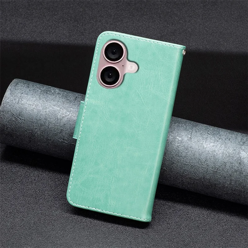 For iPhone 16 Wholesale Phone Case Imprinted Wallet Leather Stand Phone Cover Wallet - Green