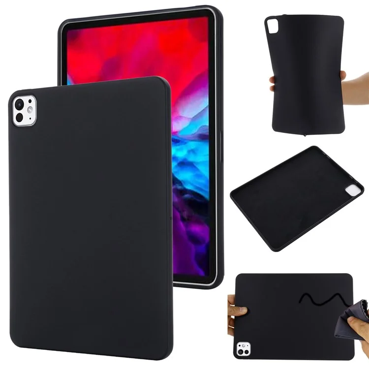 Pour iPad Pro 11 (2024) Étui en Silicone Liquide Anti-Rayures Housse de Tablette - Noir
